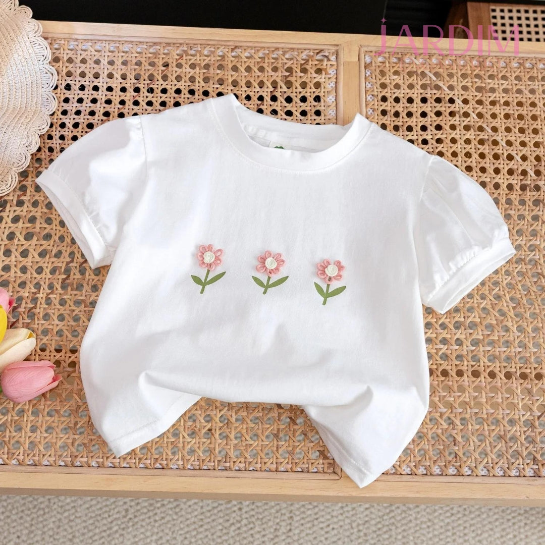 Blusa feminina infantil Blusa infantil estampa flores Blusa menina algodão poliéster Blusa floral infantil Roupa feminina infantil Blusa floral algodão poliéster Blusa estampa flores meninas Blusa de flores para meninas Blusa infantil confortável Blusa casual infantil