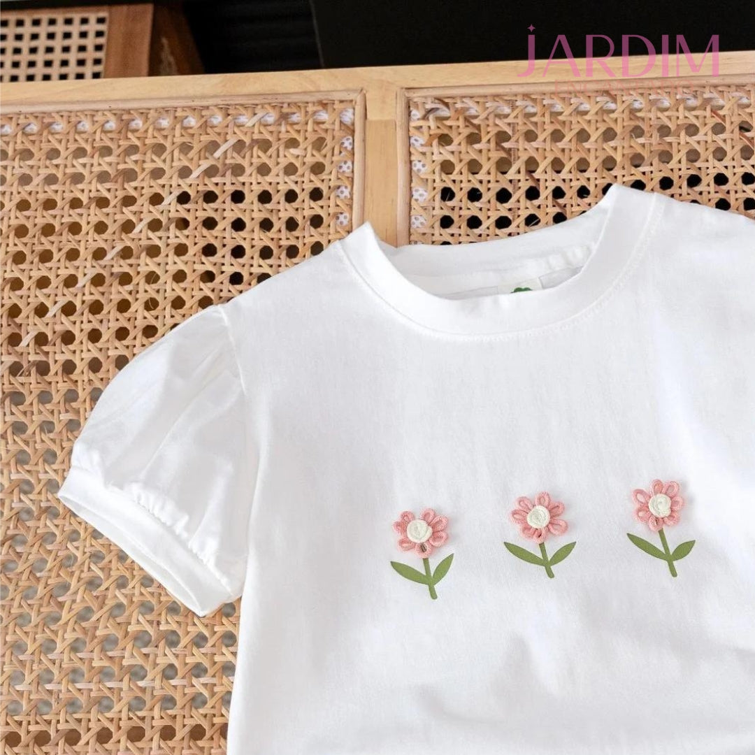 Blusa feminina infantil Blusa infantil estampa flores Blusa menina algodão poliéster Blusa floral infantil Roupa feminina infantil Blusa floral algodão poliéster Blusa estampa flores meninas Blusa de flores para meninas Blusa infantil confortável Blusa casual infantil