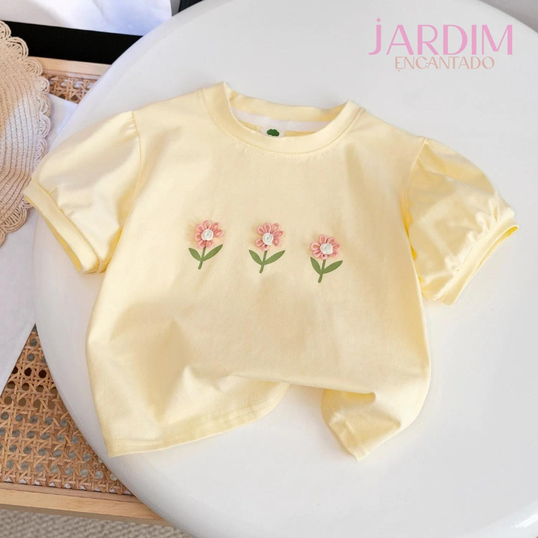 Blusa feminina infantil Blusa infantil estampa flores Blusa menina algodão poliéster Blusa floral infantil Roupa feminina infantil Blusa floral algodão poliéster Blusa estampa flores meninas Blusa de flores para meninas Blusa infantil confortável Blusa casual infantil