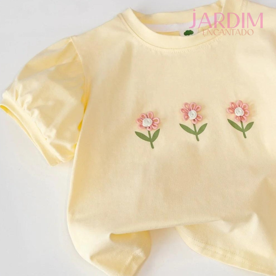 Blusa feminina infantil Blusa infantil estampa flores Blusa menina algodão poliéster Blusa floral infantil Roupa feminina infantil Blusa floral algodão poliéster Blusa estampa flores meninas Blusa de flores para meninas Blusa infantil confortável Blusa casual infantil