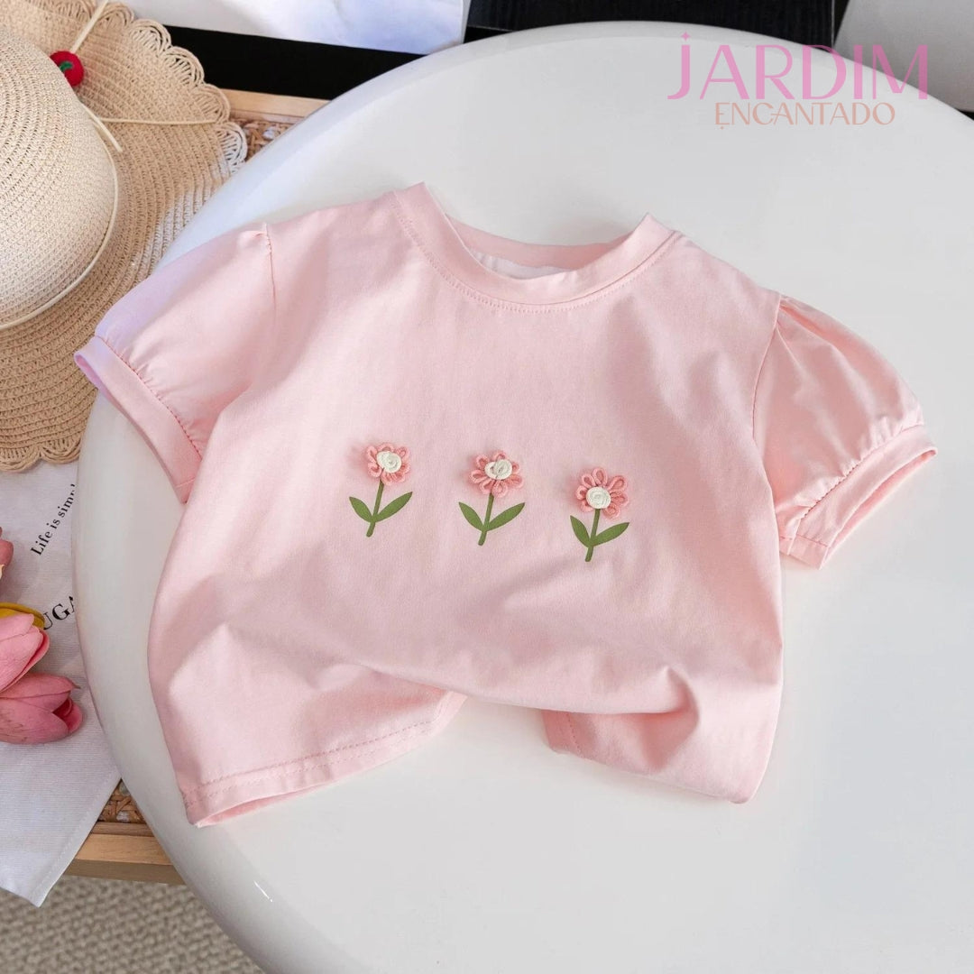 Blusa feminina infantil Blusa infantil estampa flores Blusa menina algodão poliéster Blusa floral infantil Roupa feminina infantil Blusa floral algodão poliéster Blusa estampa flores meninas Blusa de flores para meninas Blusa infantil confortável Blusa casual infantil