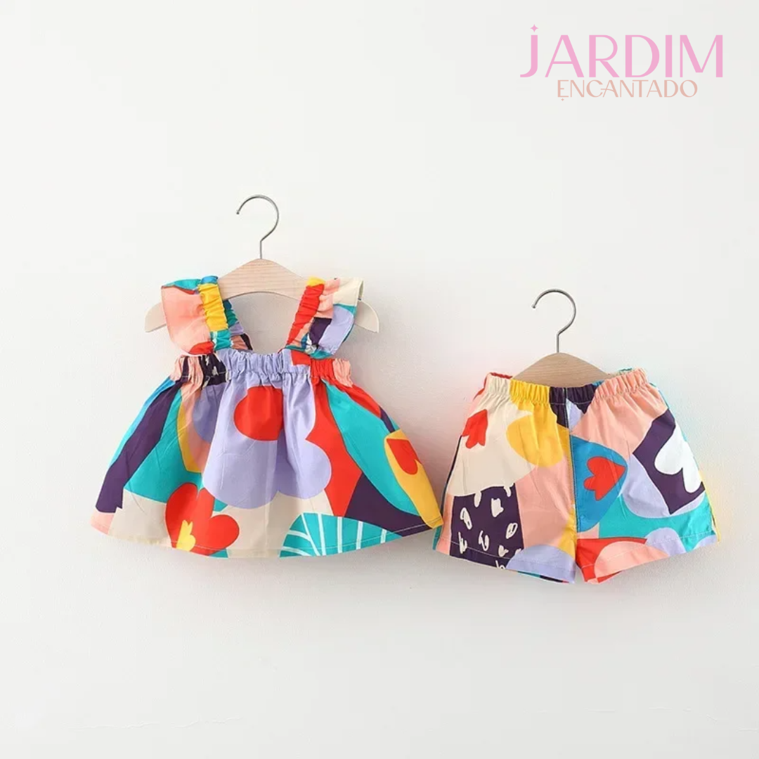 Conjunto infantil blusa branca e short estampado Roupas infantis blusa branca e short colorido Conjunto criança blusa branca e short listrado Moda infantil blusa branca e short com estampas Conjunto de verão infantil blusa branca e short colorido Conjunto infantil de blusa branca e short com linhas coloridas Roupas infantis de verão blusa branca e short estampado Conjunto infantil fashion blusa branca e short estampado Conjunto de roupas infantis blusa branca e short colorido Moda bebê blusa branca e short
