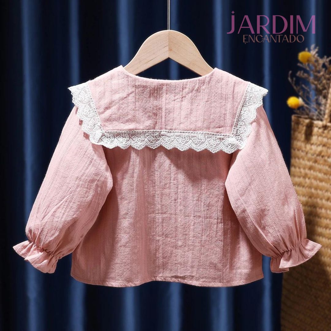 Blusa feminina infantil babado Blusa infantil algodão poliéster Blusa com babado para menina Blusa feminina bebê babado Blusa infantil confortável Blusa menina algodão poliéster Roupas infantis com babado Blusa casual feminina infantil Blusa de algodão e poliéster para menina Blusa fashion bebê com babado