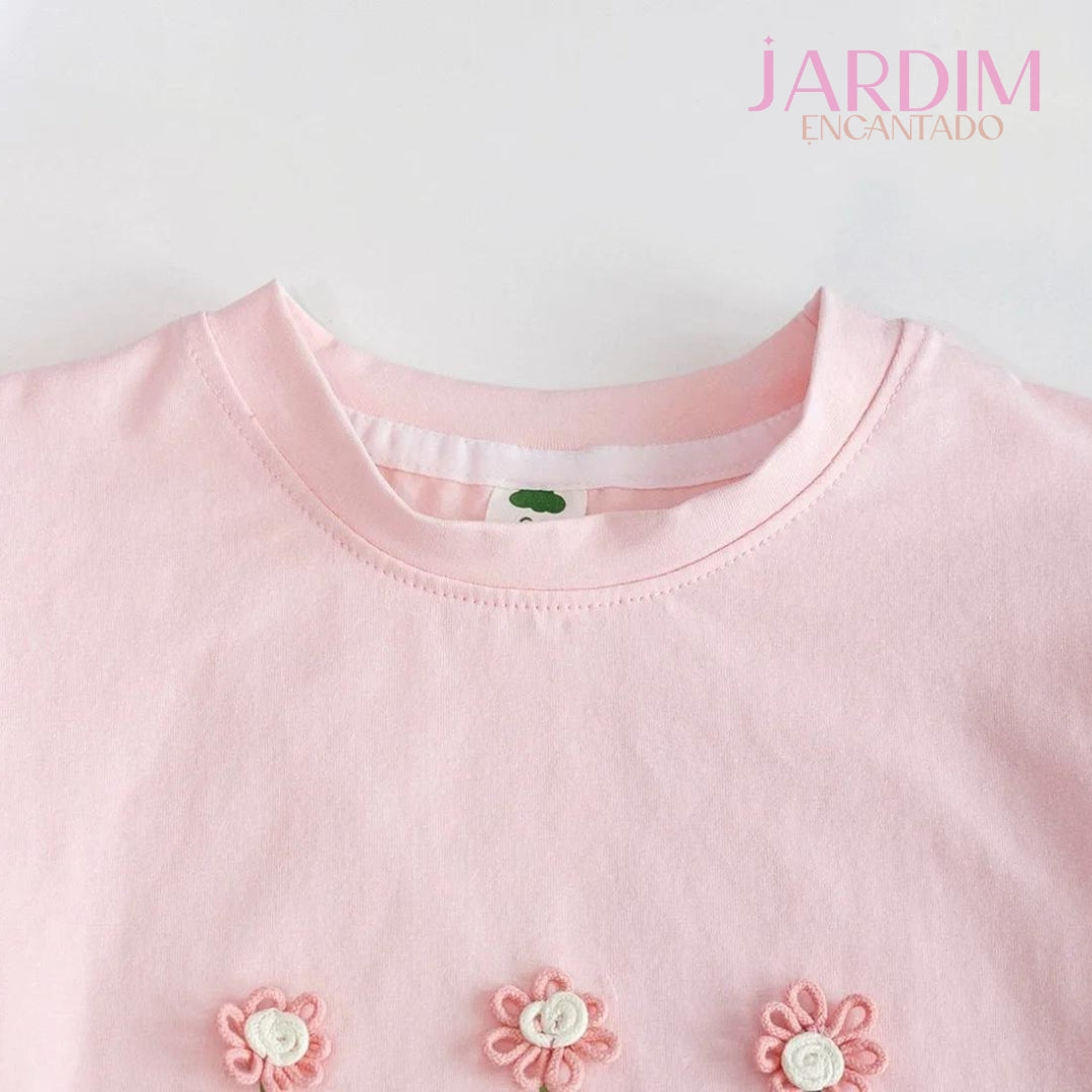 Blusa feminina infantil Blusa infantil estampa flores Blusa menina algodão poliéster Blusa floral infantil Roupa feminina infantil Blusa floral algodão poliéster Blusa estampa flores meninas Blusa de flores para meninas Blusa infantil confortável Blusa casual infantil