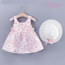 vestido infantil floral vestido infantil com estampa de flores vestido meninas floral vestido feminino criança com flores vestido infantil algodão poliéster vestido de verão para meninas vestido infantil com chapéu vestido floral e chapéu infantil moda infantil verão roupa infantil flores e chapéu