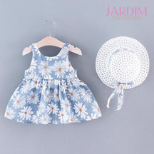 vestido infantil floral vestido infantil com estampa de flores vestido meninas floral vestido feminino criança com flores vestido infantil algodão poliéster vestido de verão para meninas vestido infantil com chapéu vestido floral e chapéu infantil moda infantil verão roupa infantil flores e chapéu